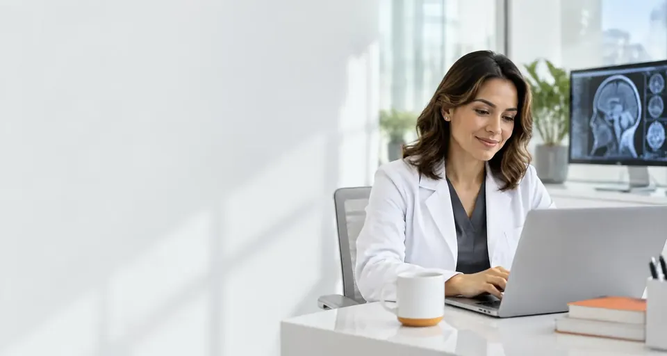 Profesional de salud utilizando tecnología en un entorno clínico
